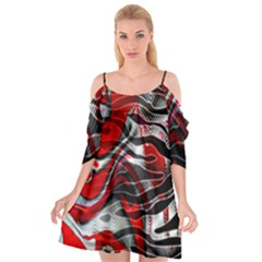 Retro Red Swirl Design By Flipstylez Designs Cutout Spaghetti Strap Chiffon Dress