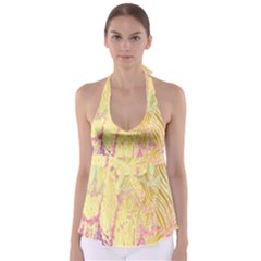 Gold Seamless Lace Tropical Colors By Flipstylez Designs Babydoll Tankini Top by flipstylezfashionsLLC
