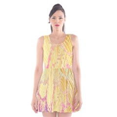 Gold Seamless Lace Tropical Colors By Flipstylez Designs Scoop Neck Skater Dress by flipstylezfashionsLLC