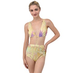 Gold Seamless Lace Tropical Colors By Flipstylez Designs Tied Up Two Piece Swimsuit by flipstylezfashionsLLC