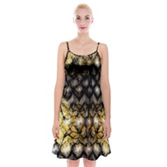 Black Zig Zag Blurred On Gold Crush Flowers By Flipstylez Designs Spaghetti Strap Velvet Dress by flipstylezfashionsLLC