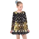 Black zig zag blurred on gold crush flowers by FlipStylez Designs Kids  Long Sleeve Dress View1