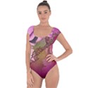 Flowers In Soft Violet Colors Short Sleeve Leotard  View1