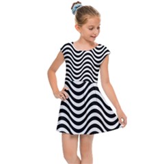 Wave Pattern Wavy Water Seamless Kids Cap Sleeve Dress