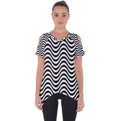 Wave Pattern Wavy Water Seamless Cut Out Side Drop Tee by Nexatart