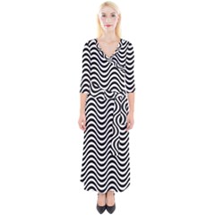 Wave Pattern Wavy Water Seamless Quarter Sleeve Wrap Maxi Dress by Nexatart