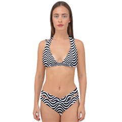 Wave Pattern Wavy Water Seamless Double Strap Halter Bikini Set