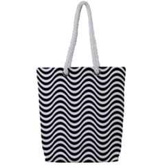 Wave Pattern Wavy Water Seamless Full Print Rope Handle Tote (small) by Nexatart