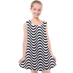 Wave Pattern Wavy Water Seamless Kids  Cross Back Dress