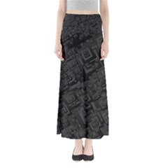 Black Rectangle Wallpaper Grey Full Length Maxi Skirt by Nexatart