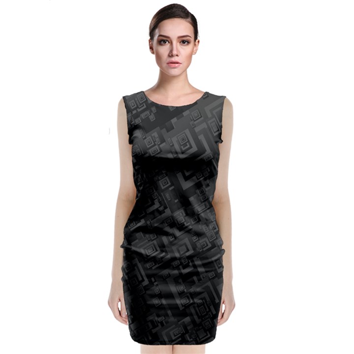 Black Rectangle Wallpaper Grey Classic Sleeveless Midi Dress