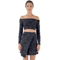 Black Rectangle Wallpaper Grey Off Shoulder Top with Skirt Set View1