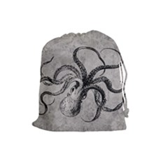 Vintage Octopus  Drawstring Pouch (large) by Valentinaart