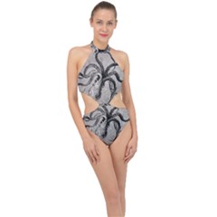 Vintage Octopus  Halter Side Cut Swimsuit