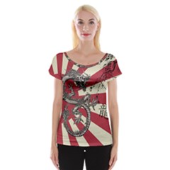 Rising Sun Flag Cap Sleeve Top by Valentinaart