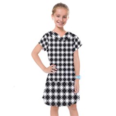 Square Diagonal Pattern Seamless Kids  Drop Waist Dress