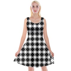Square Diagonal Pattern Seamless Reversible Velvet Sleeveless Dress