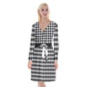 Square Diagonal Pattern Seamless Long Sleeve Velvet Front Wrap Dress View1