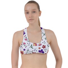 Flowers Pattern Texture Nature Criss Cross Racerback Sports Bra