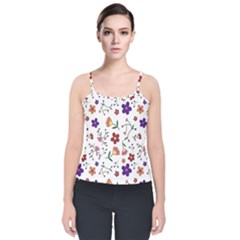 Flowers Pattern Texture Nature Velvet Spaghetti Strap Top