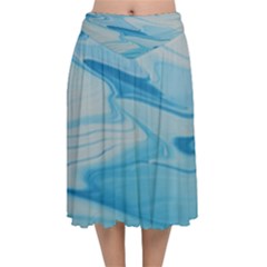 Jet Stream Velvet Flared Midi Skirt by WILLBIRDWELL