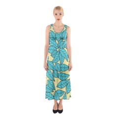 Leaves Dried Leaves Stamping Sleeveless Maxi Dress