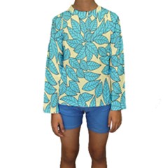 Leaves Dried Leaves Stamping Kids  Long Sleeve Swimwear