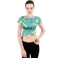 Leaves Dried Leaves Stamping Crew Neck Crop Top