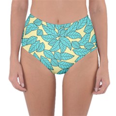 Leaves Dried Leaves Stamping Reversible High-Waist Bikini Bottoms