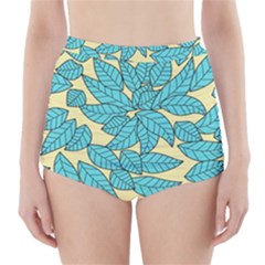 Leaves Dried Leaves Stamping High-Waisted Bikini Bottoms