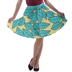 Leaves Dried Leaves Stamping A-line Skater Skirt