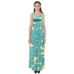 Leaves Dried Leaves Stamping Empire Waist Maxi Dress