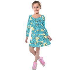 Leaves Dried Leaves Stamping Kids  Long Sleeve Velvet Dress