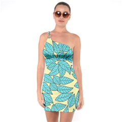 Leaves Dried Leaves Stamping One Soulder Bodycon Dress