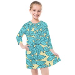 Leaves Dried Leaves Stamping Kids  Quarter Sleeve Shirt Dress