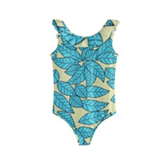 Leaves Dried Leaves Stamping Kids  Frill Swimsuit