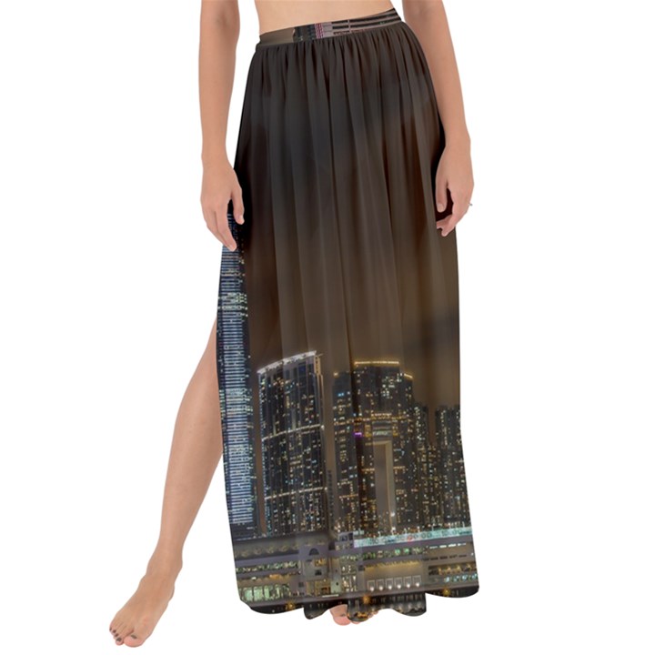 Hong Kong At Night Skyline Maxi Chiffon Tie-Up Sarong