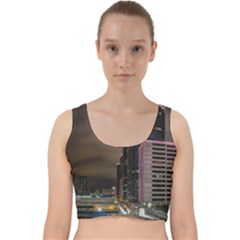 Hong Kong At Night Skyline Velvet Racer Back Crop Top