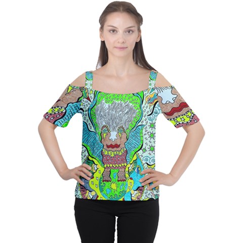 Cosmic Planet Angel Cutout Shoulder Tee by chellerayartisans