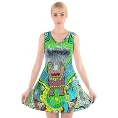 Cosmic Planet Angel V-neck Sleeveless Dress by chellerayartisans