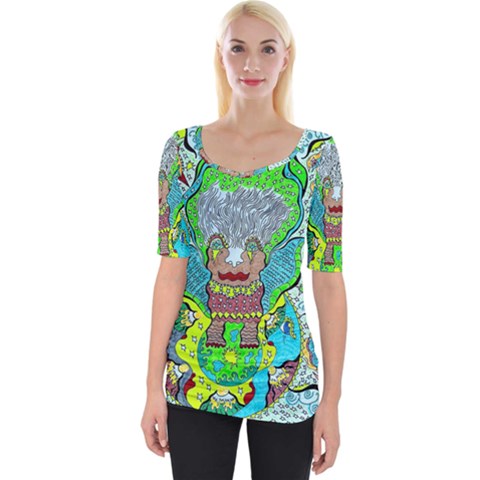 Cosmic Planet Angel Wide Neckline Tee by chellerayartisans