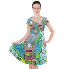 Cosmic Planet Angel Cap Sleeve Midi Dress by chellerayartisans