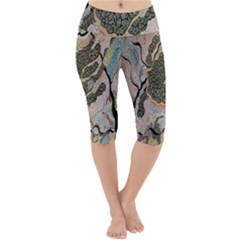 Lizard Volcano Lightweight Velour Cropped Yoga Leggings by chellerayartisans