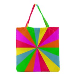 Neon Rainbow Burst Grocery Tote Bag by PodArtist