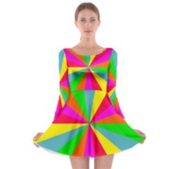 Neon Rainbow Burst Long Sleeve Skater Dress by PodArtist