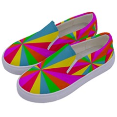 Neon Rainbow Burst Kids  Canvas Slip Ons by PodArtist