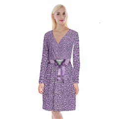 Ornate Forest Of Climbing Flowers Long Sleeve Velvet Front Wrap Dress