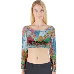 Supersonic Volcano Wizard Long Sleeve Crop Top by chellerayartisans