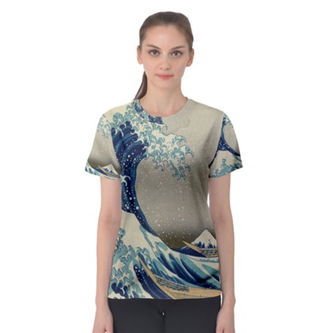 The Classic Japanese Great Wave Off Kanagawa By Hokusai Women s Sport Mesh Tee by PodArtist