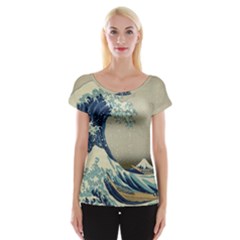 The Classic Japanese Great Wave Off Kanagawa By Hokusai Cap Sleeve Top by PodArtist